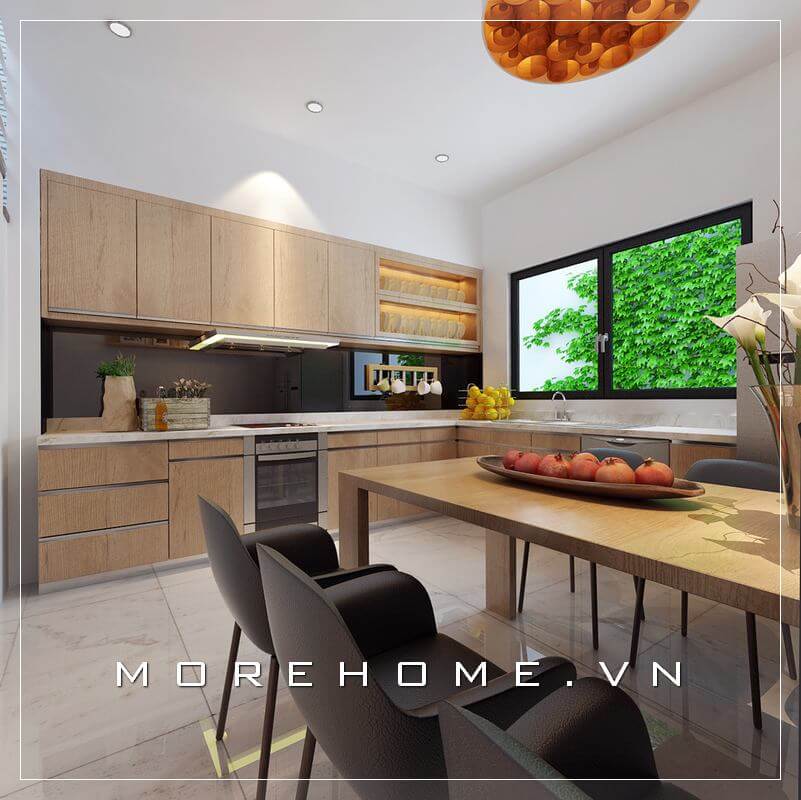 Thiết kế nội thất phòng bếp liền ăn hiện đại cho không gian nhà biệt thự